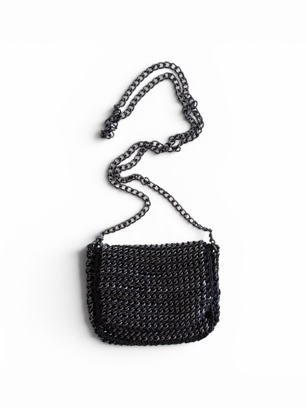 Monserat De Lucca Black Crochet Chain Crossbody